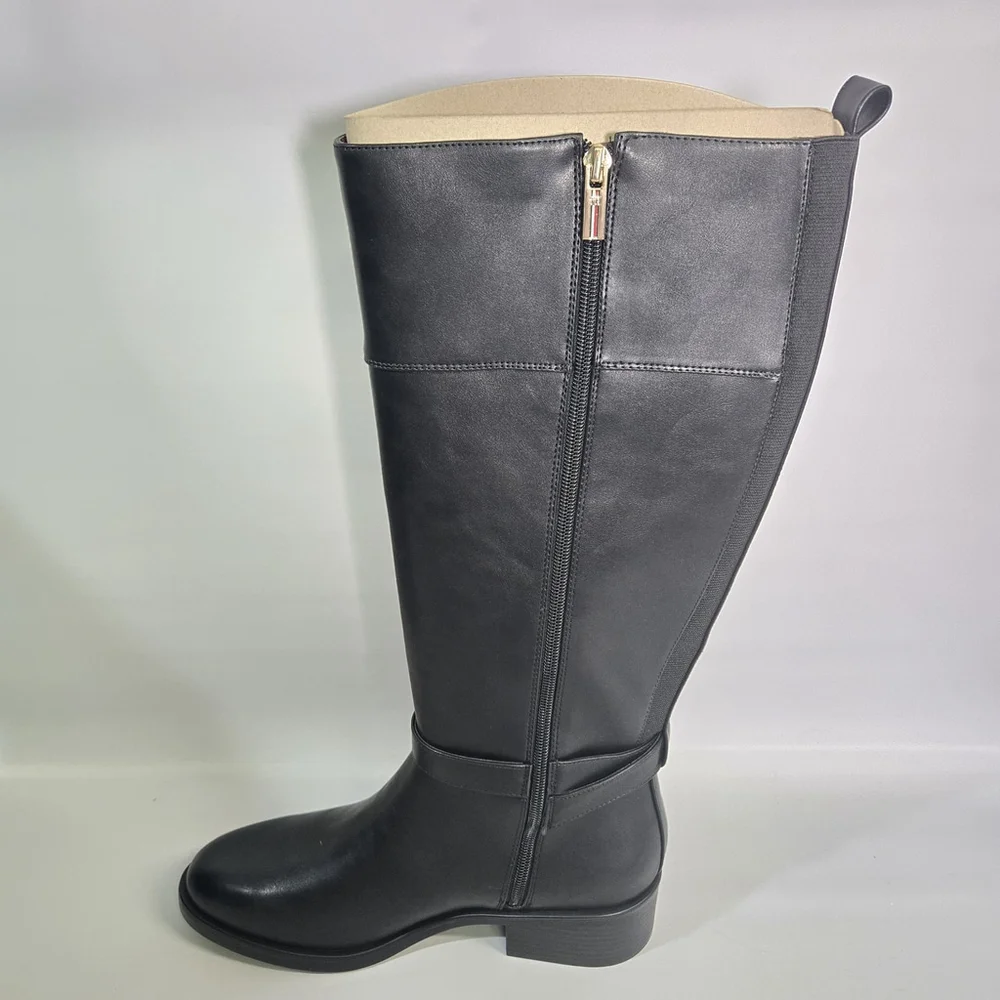Tommy Hilfiger Ionni Faux Leather Black Riding Boots Knee High 10 NIB Equestrian